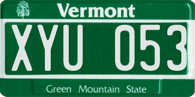 VT license plate XYU053