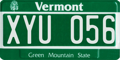 VT license plate XYU056