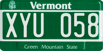 VT license plate XYU058