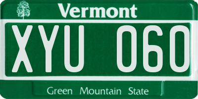 VT license plate XYU060