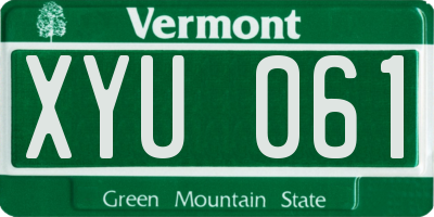 VT license plate XYU061