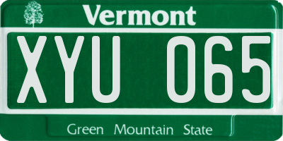 VT license plate XYU065