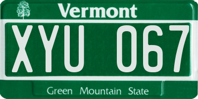 VT license plate XYU067