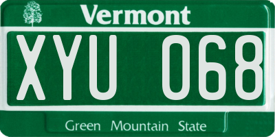 VT license plate XYU068
