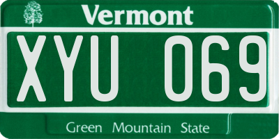 VT license plate XYU069