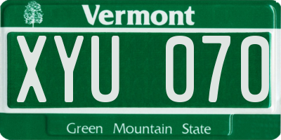 VT license plate XYU070