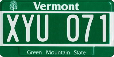 VT license plate XYU071
