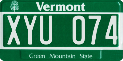 VT license plate XYU074