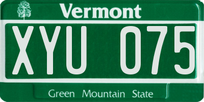 VT license plate XYU075
