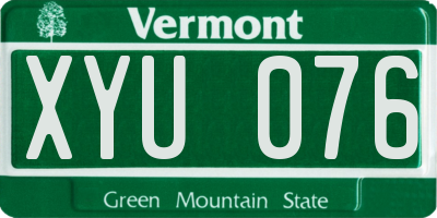 VT license plate XYU076