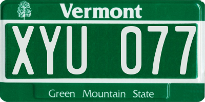 VT license plate XYU077