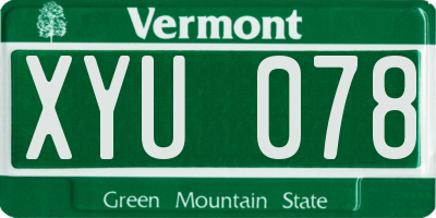 VT license plate XYU078