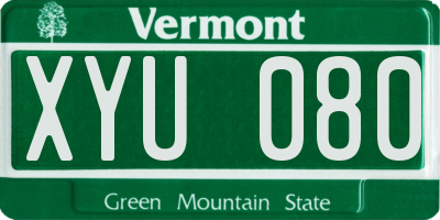 VT license plate XYU080