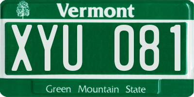 VT license plate XYU081