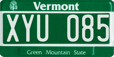 VT license plate XYU085