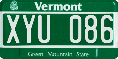 VT license plate XYU086