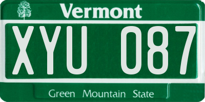 VT license plate XYU087