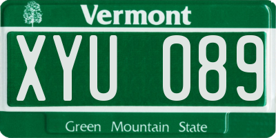 VT license plate XYU089