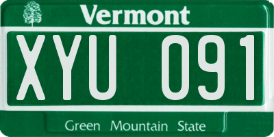 VT license plate XYU091
