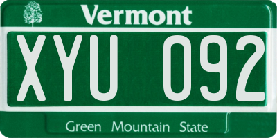VT license plate XYU092