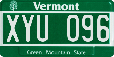 VT license plate XYU096