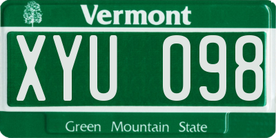VT license plate XYU098