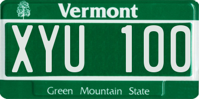 VT license plate XYU100