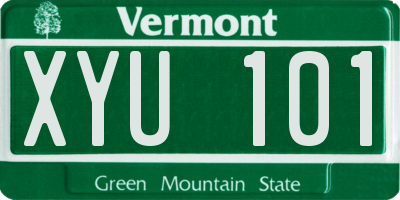 VT license plate XYU101