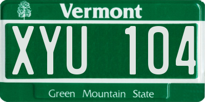 VT license plate XYU104