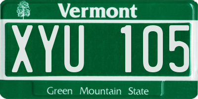 VT license plate XYU105