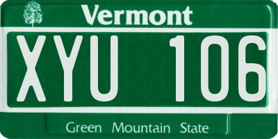 VT license plate XYU106