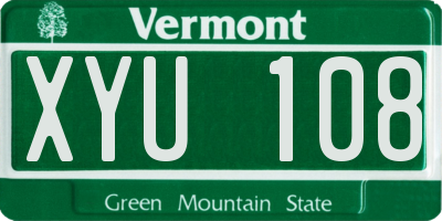 VT license plate XYU108
