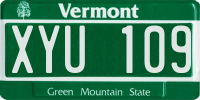 VT license plate XYU109