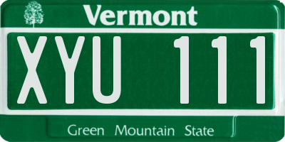 VT license plate XYU111