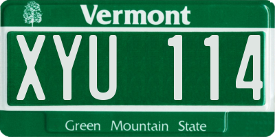 VT license plate XYU114