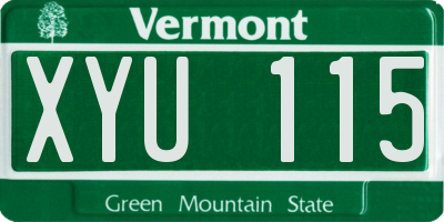VT license plate XYU115