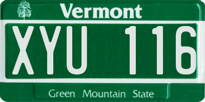 VT license plate XYU116