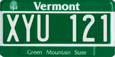 VT license plate XYU121