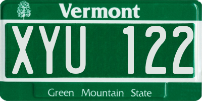 VT license plate XYU122