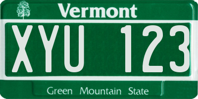 VT license plate XYU123