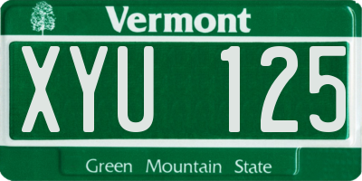 VT license plate XYU125