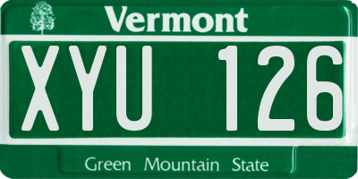 VT license plate XYU126