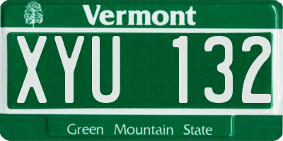 VT license plate XYU132