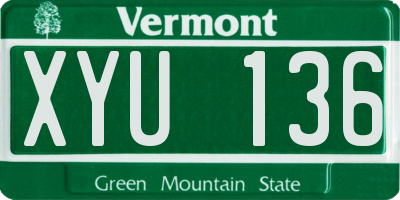 VT license plate XYU136