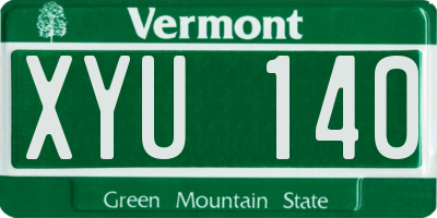 VT license plate XYU140