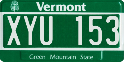 VT license plate XYU153