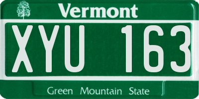 VT license plate XYU163