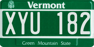 VT license plate XYU182