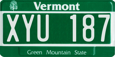 VT license plate XYU187