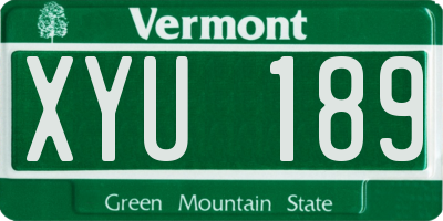 VT license plate XYU189